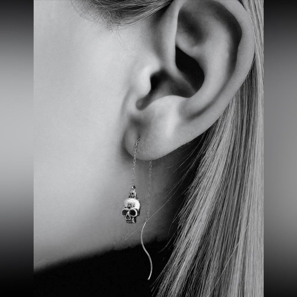 Awesome Rustic Style Skeleton Skull Stringer Earrings